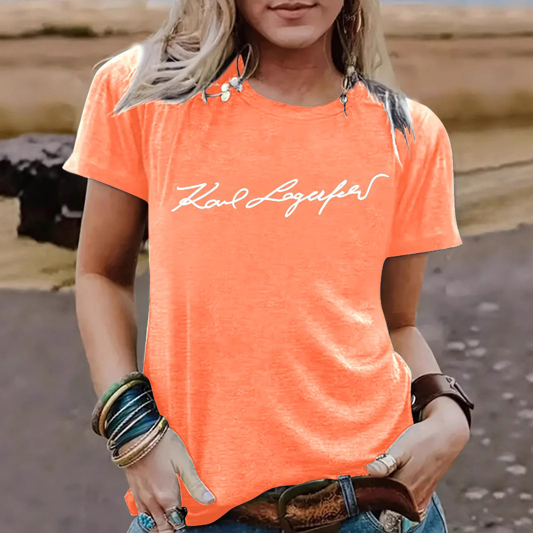 Short sleeved slogan