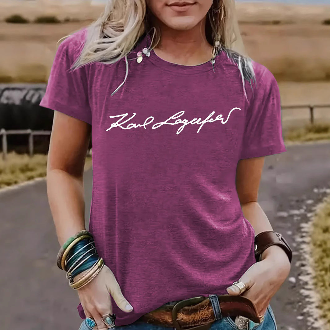 Short sleeved slogan